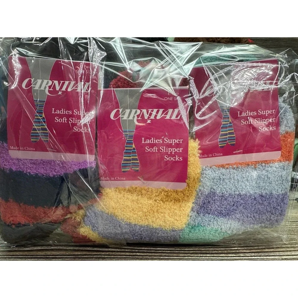 Ladies Super‎ Soft Slipper Fuzzy Socks Fun Prints Warm one size Brand New